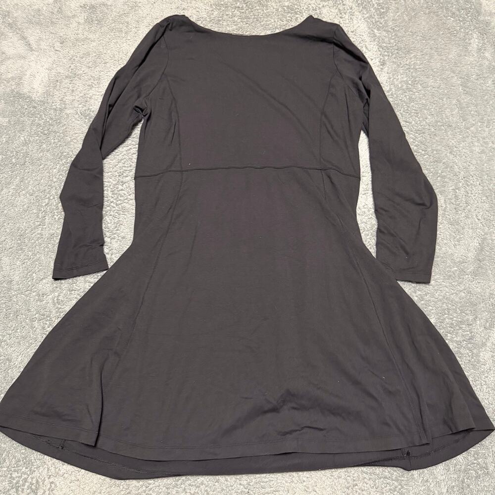 Athleta Cozy Up Long Sleeve Athleisure A-Line Dress Black 152571 XL Fit Flare